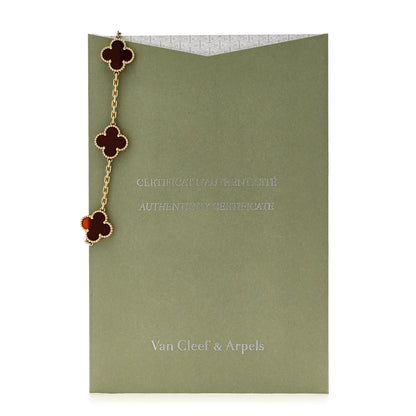 Van Cleef & Arpels 18K Yellow Gold Carnelian 5 Motifs Vintage Alhambra Bracelet 5 of 5