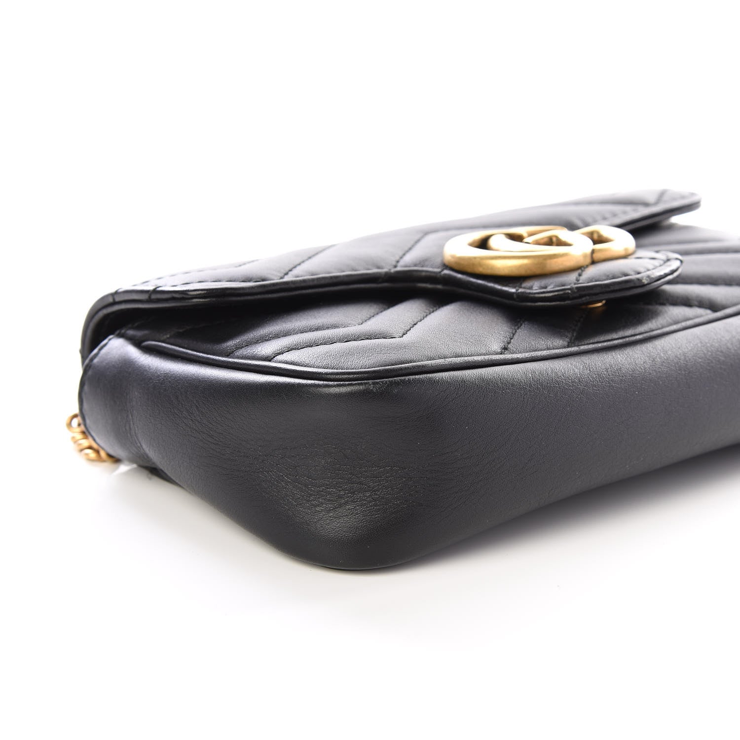 Gucci Calfskin Matelasse Super Mini GG Marmont Shoulder Bag Black 5 of 9