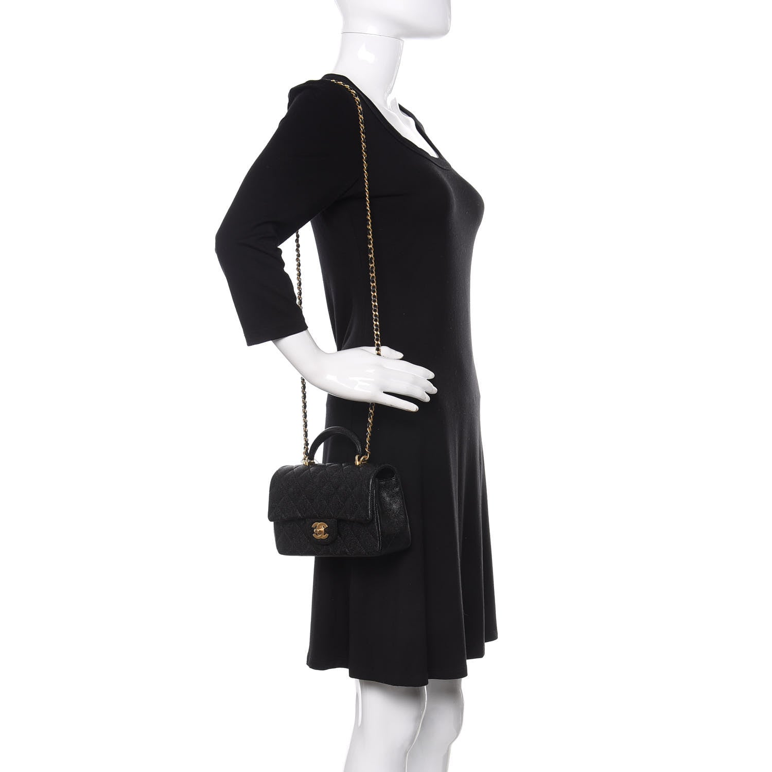 Chanel Caviar Quilted Mini Top Handle Rectangular Flap Black 2 of 11