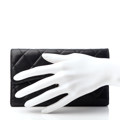 Chanel Lambskin Quilted Large Flap Wallet Black 2 of 14