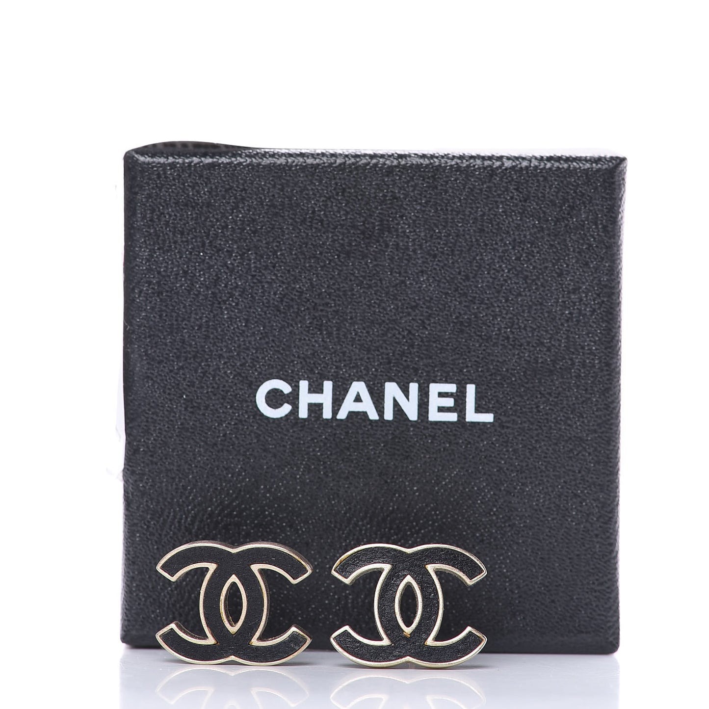 Lambskin CC Earrings Black Gold