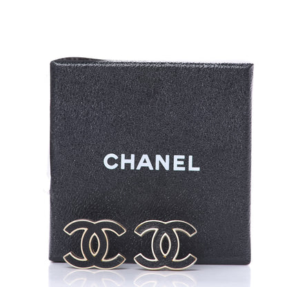 Chanel Lambskin CC Earrings Black Gold 6 of 6