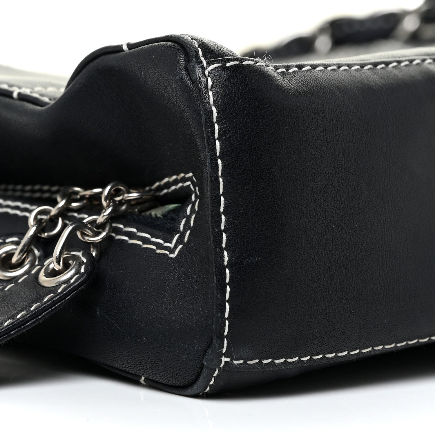 Chanel Lambskin Square Stitched Shoulder Bag Navy 9 of 26