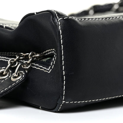 Chanel Lambskin Square Stitched Shoulder Bag Navy 9 of 26