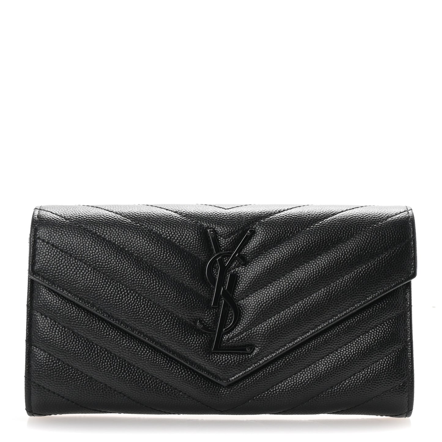 Grain De Poudre Matelasse Chevron Monogram Flap Wallet Black
