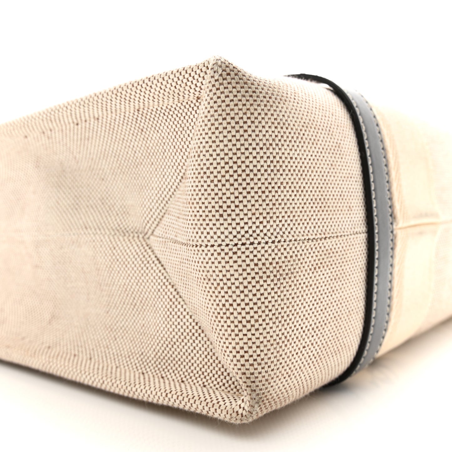 Cotton Calfskin Medium Woody Ribbon Tote White Blue