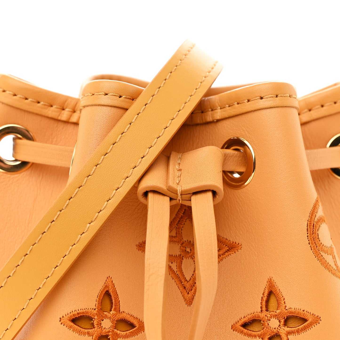 Perforated Calfskin Monogram Nano Noe Safran Yellow