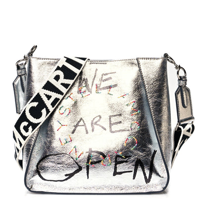 Stella McCartney Metallic Eco Alter Nappa Embroidered Logo Stonewall Crossbody Bag Silver 1 of 8