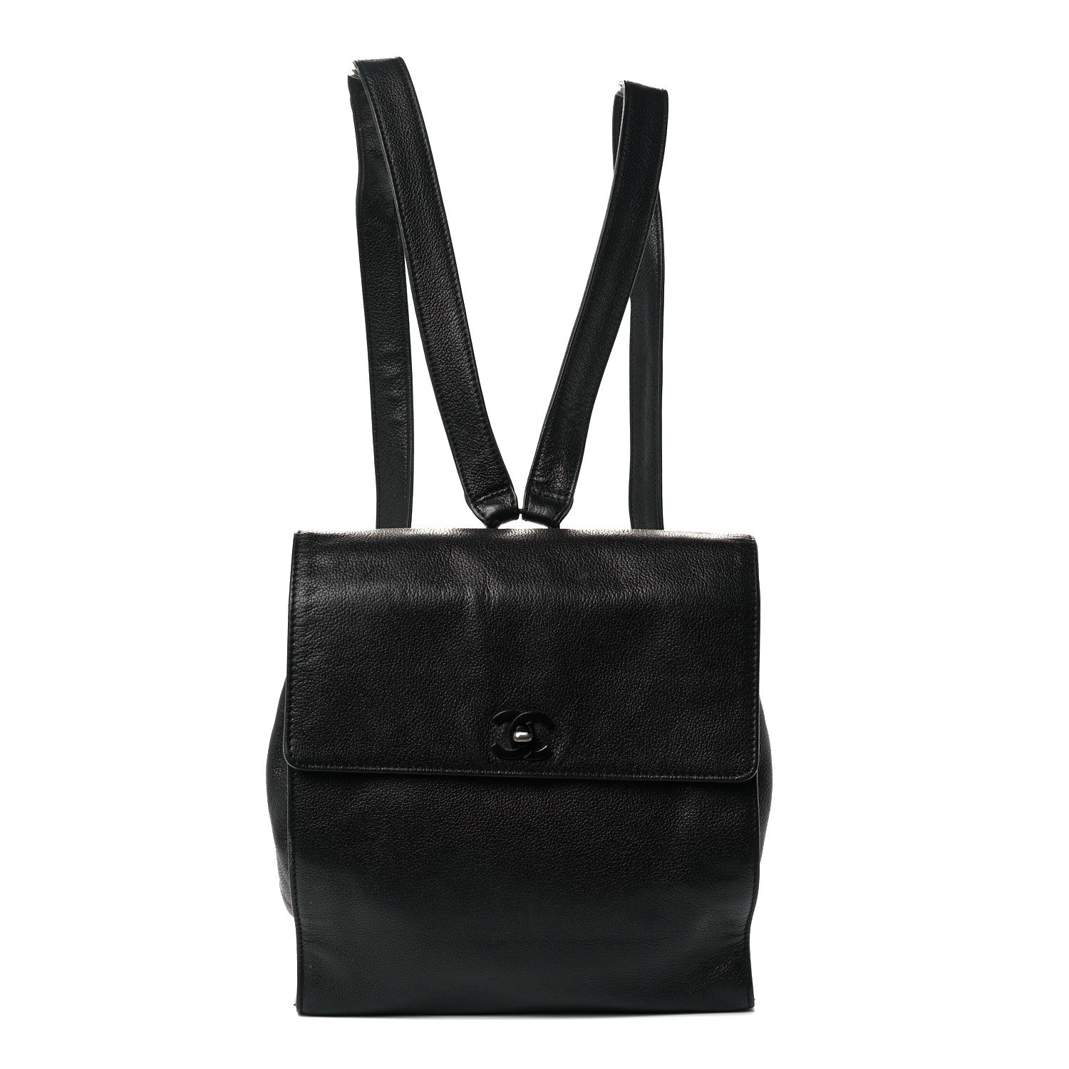 Chanel Grained Calfskin CC Backpack Black 1 of 10