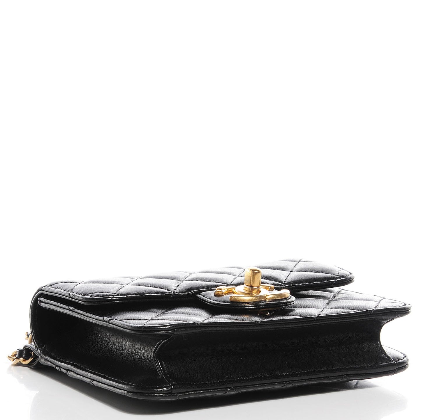 Lambskin Quilted Crossing Times Mini Flap Black