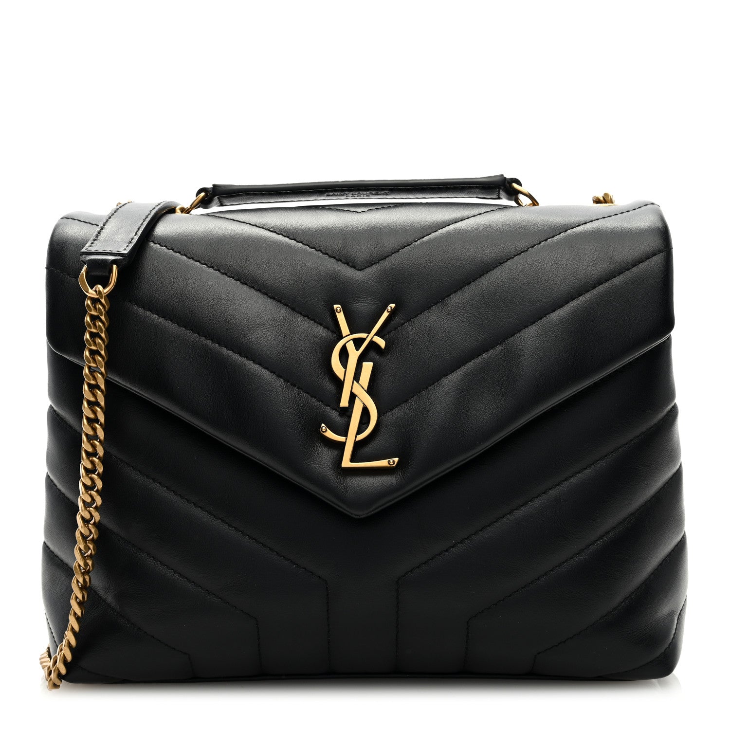 Saint Laurent Calfskin Y Quilted Monogram Small Loulou Chain Satchel Black 1 of 9