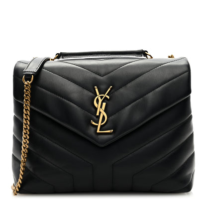 Saint Laurent Calfskin Y Quilted Monogram Small Loulou Chain Satchel Black 1 of 9
