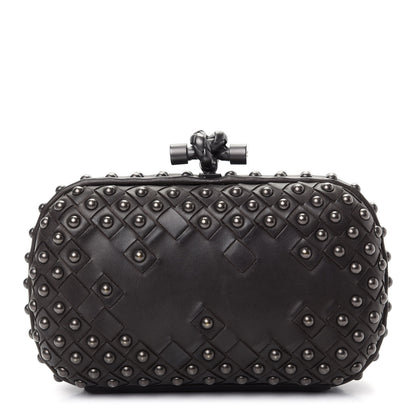 Bottega Veneta Waxy Nappa Intrecciato Knot Studded Clutch Black 1 of 6