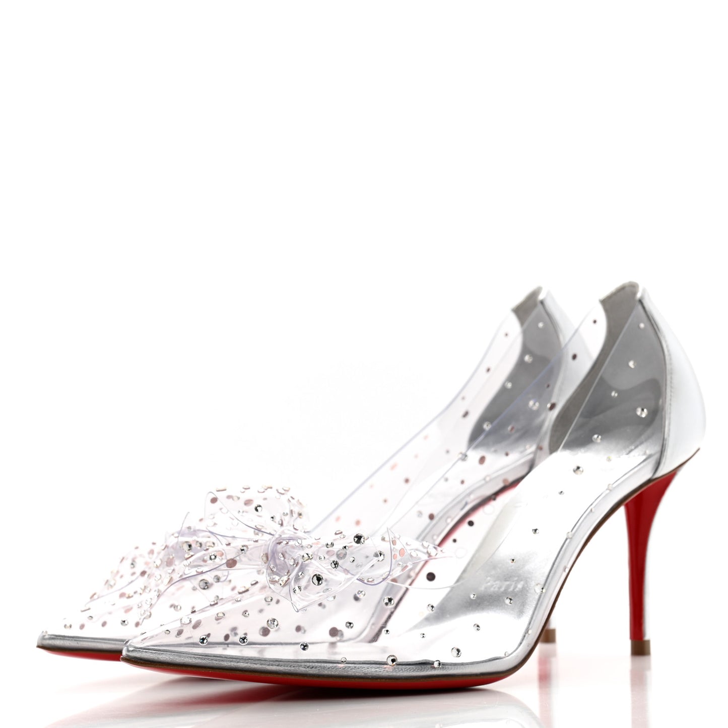 PVC Jelly Strass Nappa Laminata 80 Pumps 37 Crystal Silver