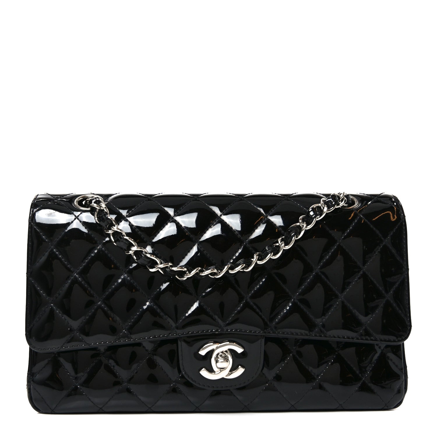 Chanel Patent Quilted Medium Double Flap Black 1 of 10