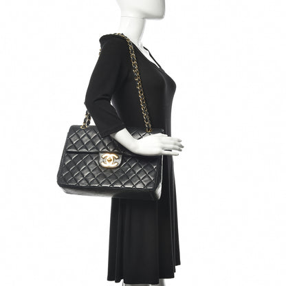 Chanel Lambskin Quilted XL Jumbo Single Flap Black 2 of 12