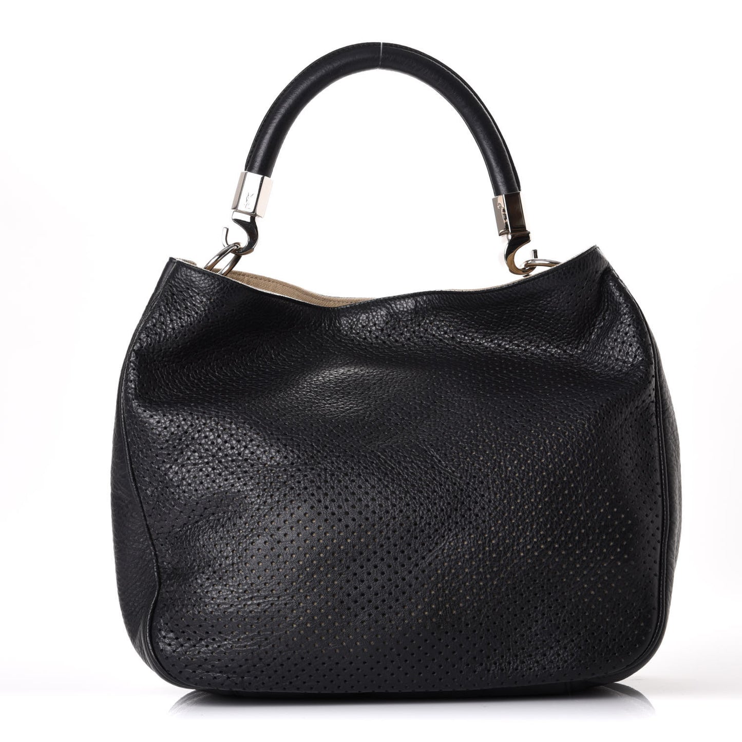Perforated Calfskin Small Roady Hobo Black