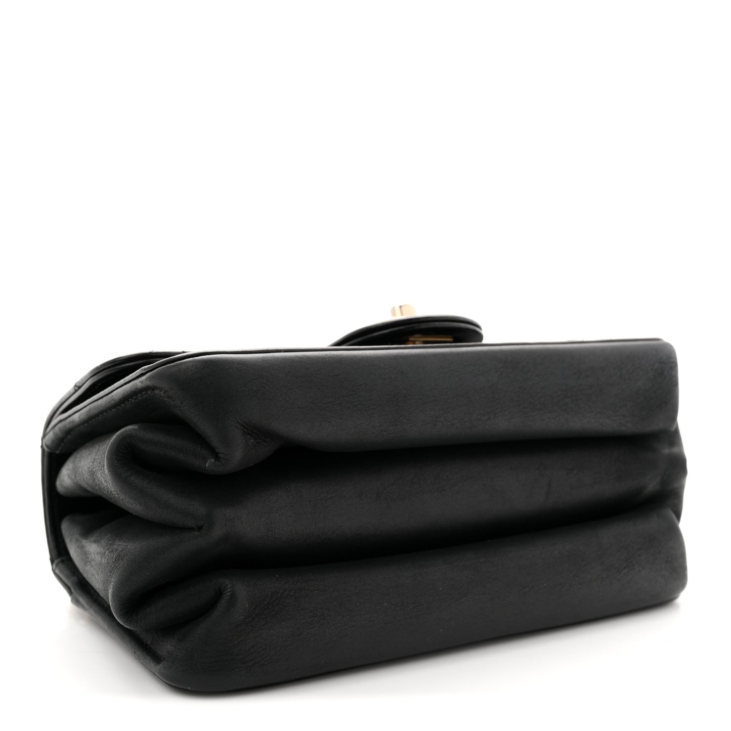 Iridescent Calfskin Quilted Mini Straight Lined Flap Black