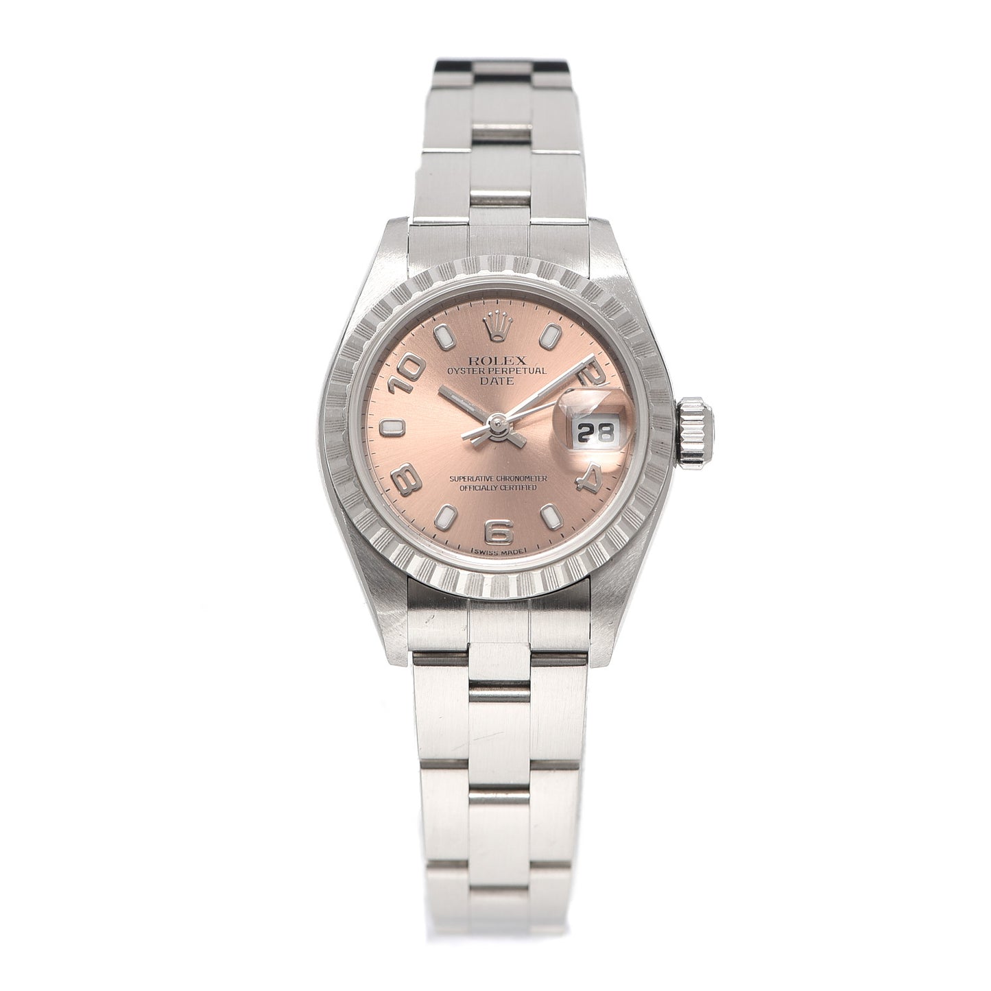 Stainless Steel 26mm Oyster Perpetual Date Watch Pink 79240