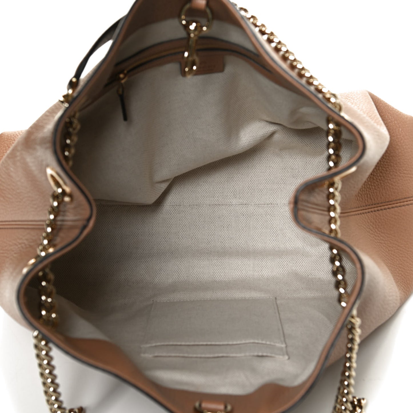 Pebbled Calfskin Medium Soho Chain Shoulder Bag Camelia