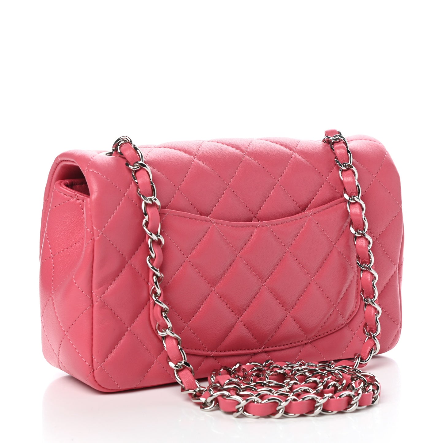 Lambskin Quilted Mini Rectangular Flap Pink