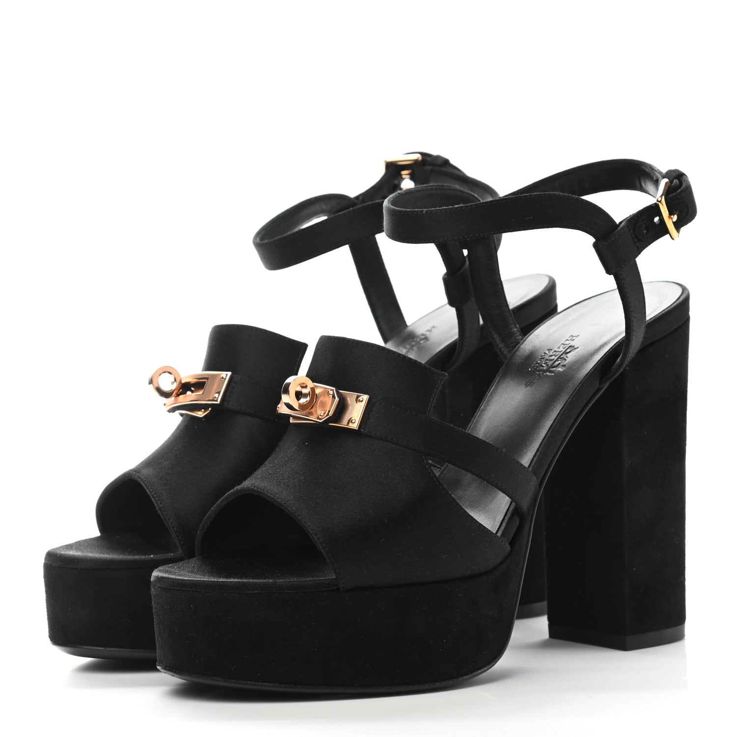 Hermes Velvet Goatskin Calas Sandals 38.5 Black 3 of 9