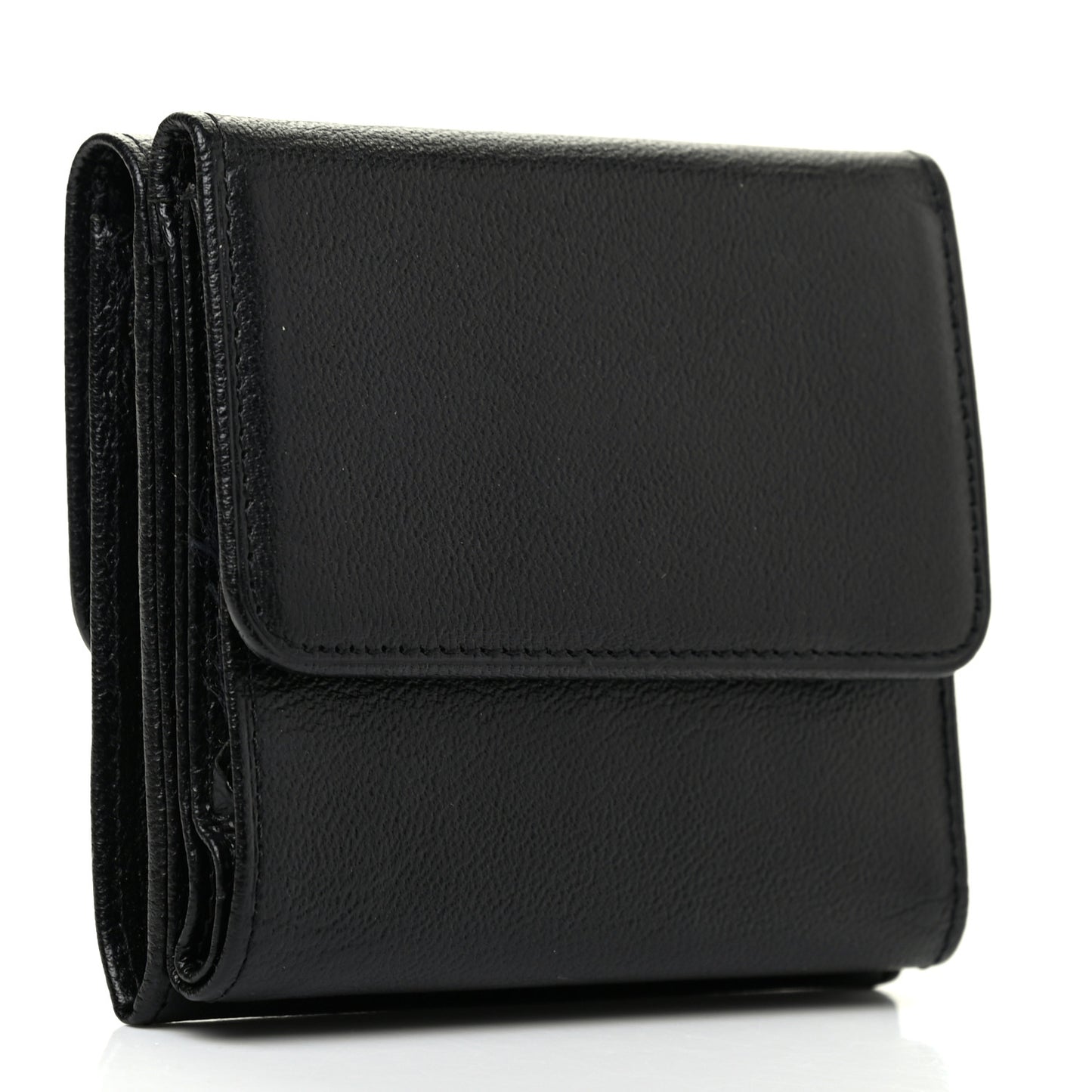 Goatskin Compact Double Sided Wallet Black