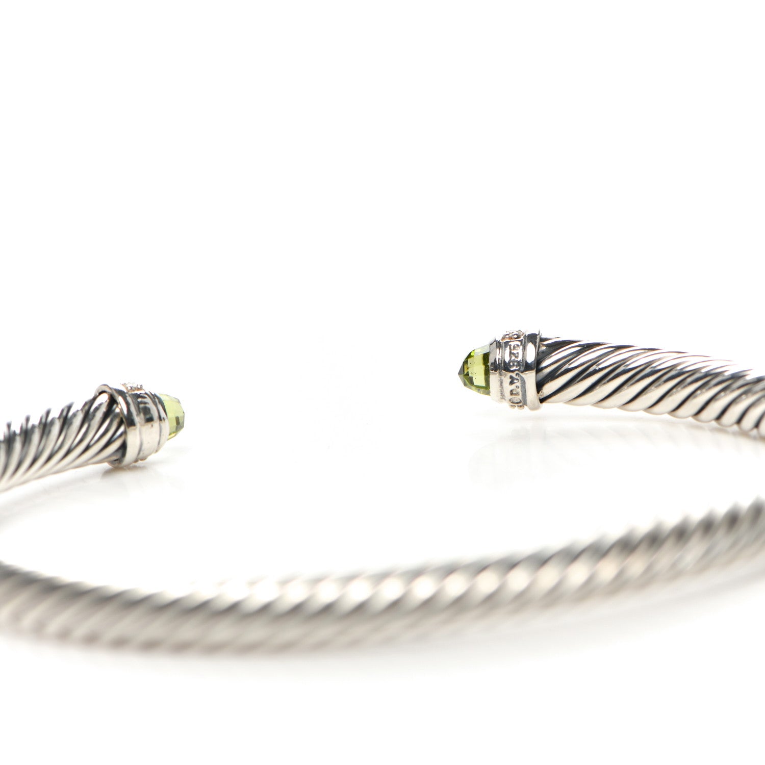David Yurman Sterling Silver Diamond Peridot 5mm Cable Classics Bracelet 4 of 4