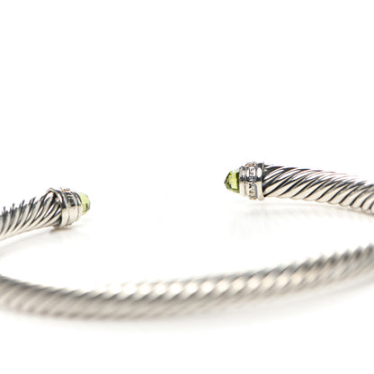David Yurman Sterling Silver Diamond Peridot 5mm Cable Classics Bracelet 4 of 4