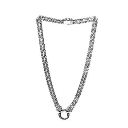David Yurman Sterling Silver Diamond 18mm Double Wheat Chain Necklace 3 of 5