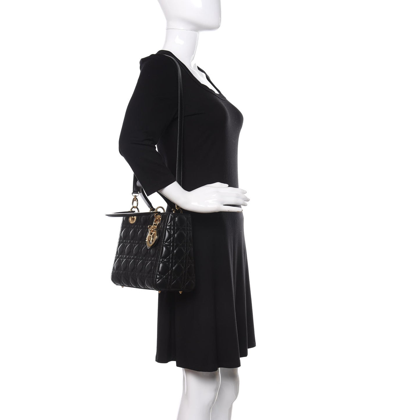 Lambskin Cannage Medium Lady Dior Black