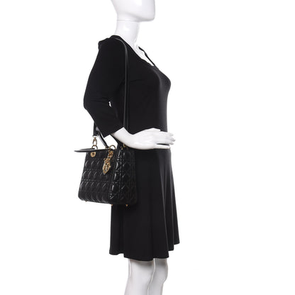 Christian Dior Lambskin Cannage Medium Lady Dior Black 2 of 13
