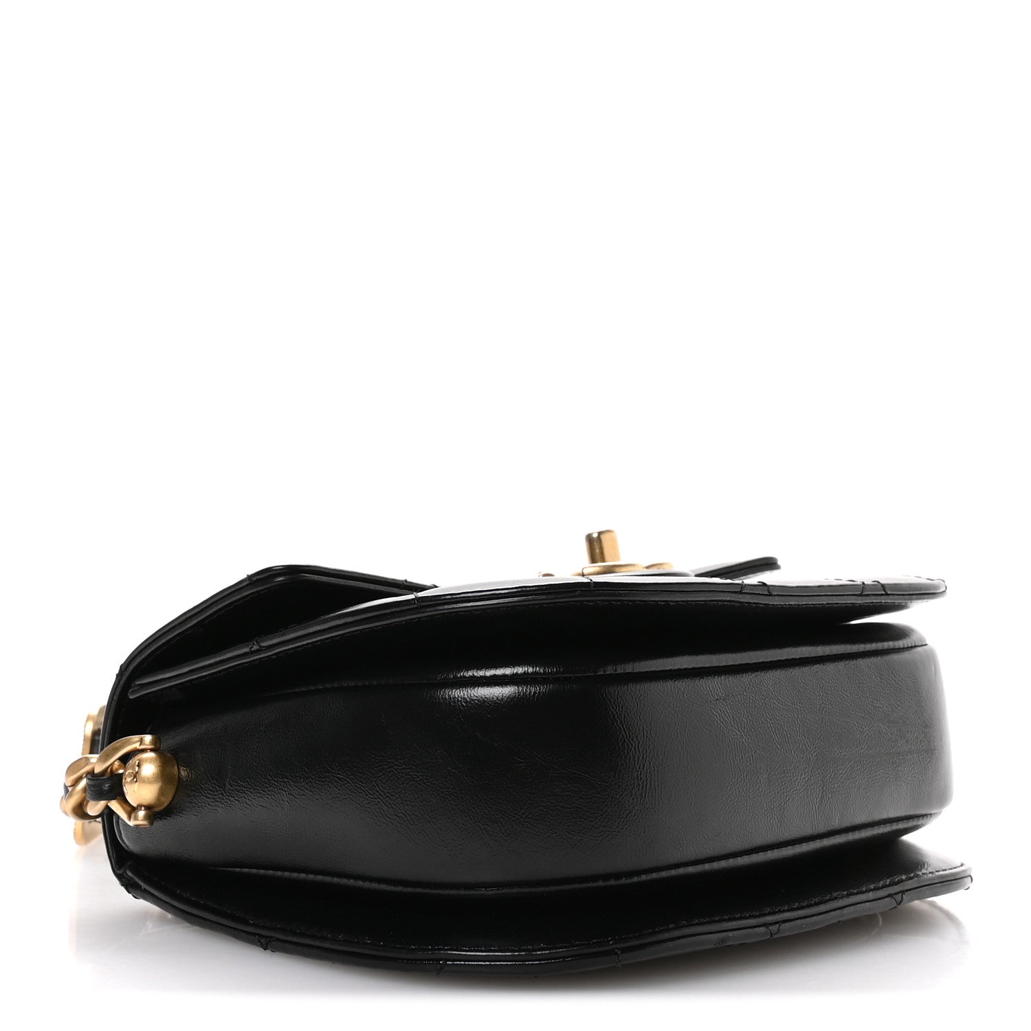 Chanel Shiny Calfskin Quilted Buckle Moon Messenger Black 4 of 10