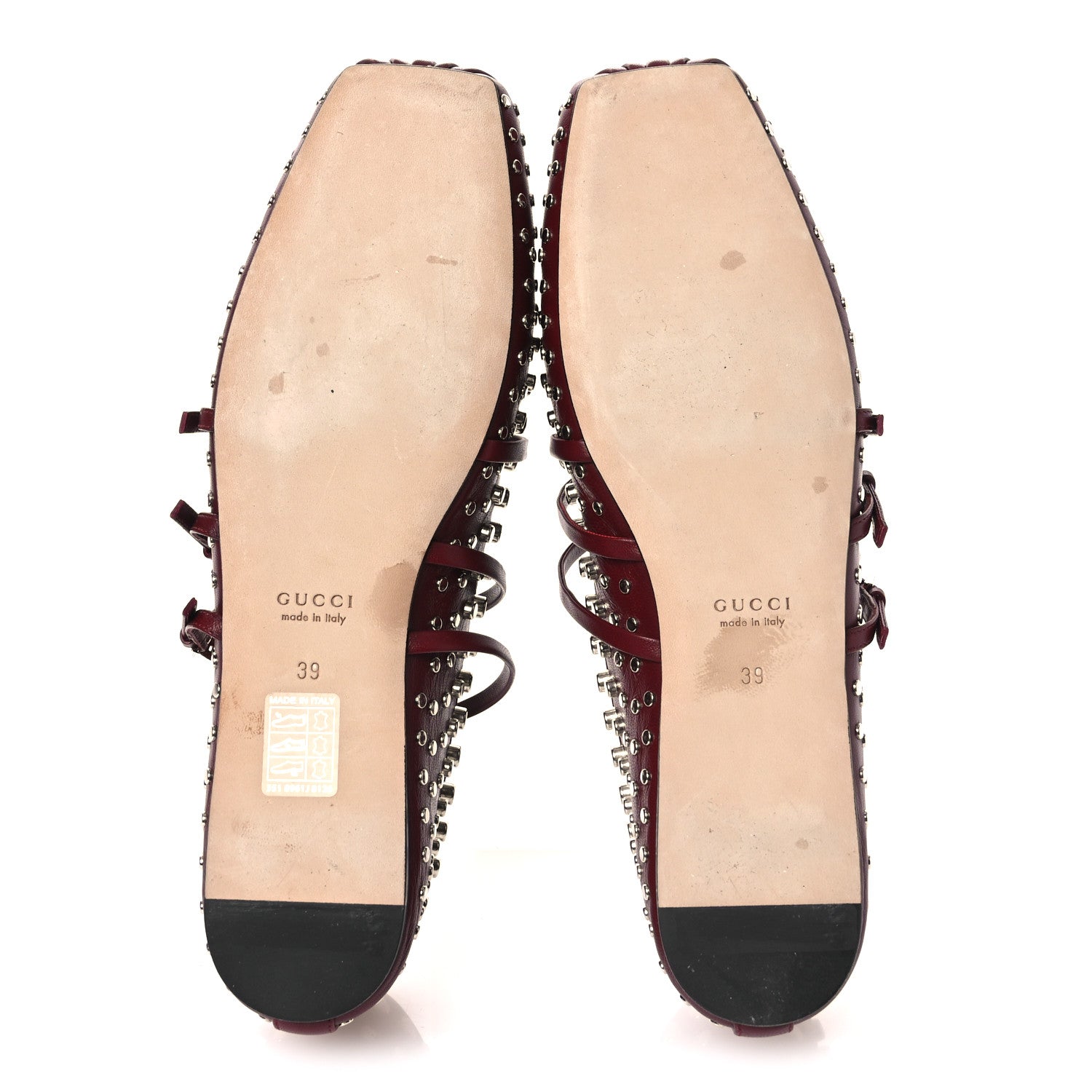Gucci Nappa Carmaque Studded Horsebit Ballet Flats 39 Rosso Ancora 7 of 11