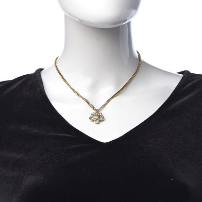 Chanel Crystal CC Flower Pendant Necklace Gold 2 of 7