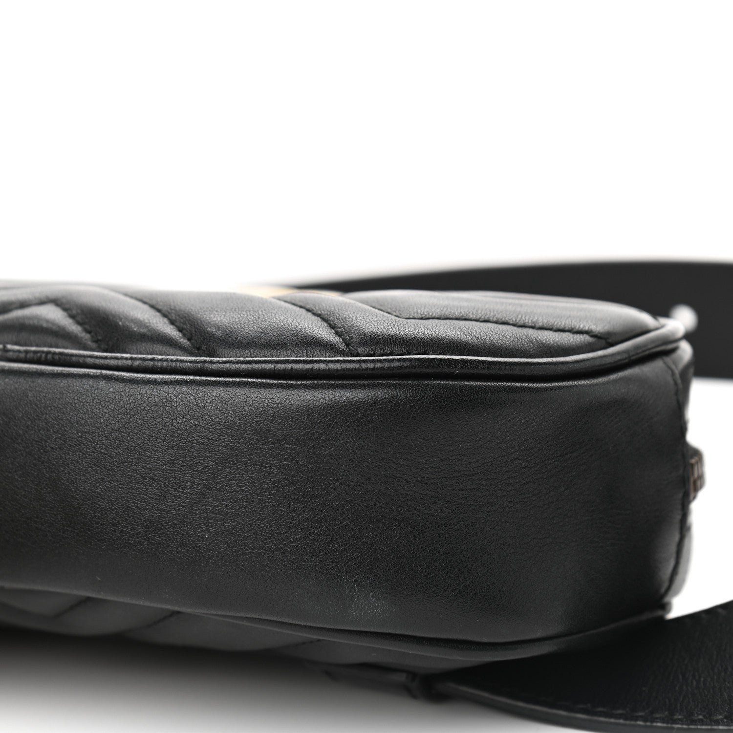 Gucci Calfskin Matelasse GG Marmont Belt Bag 85 34 Black 12 of 14