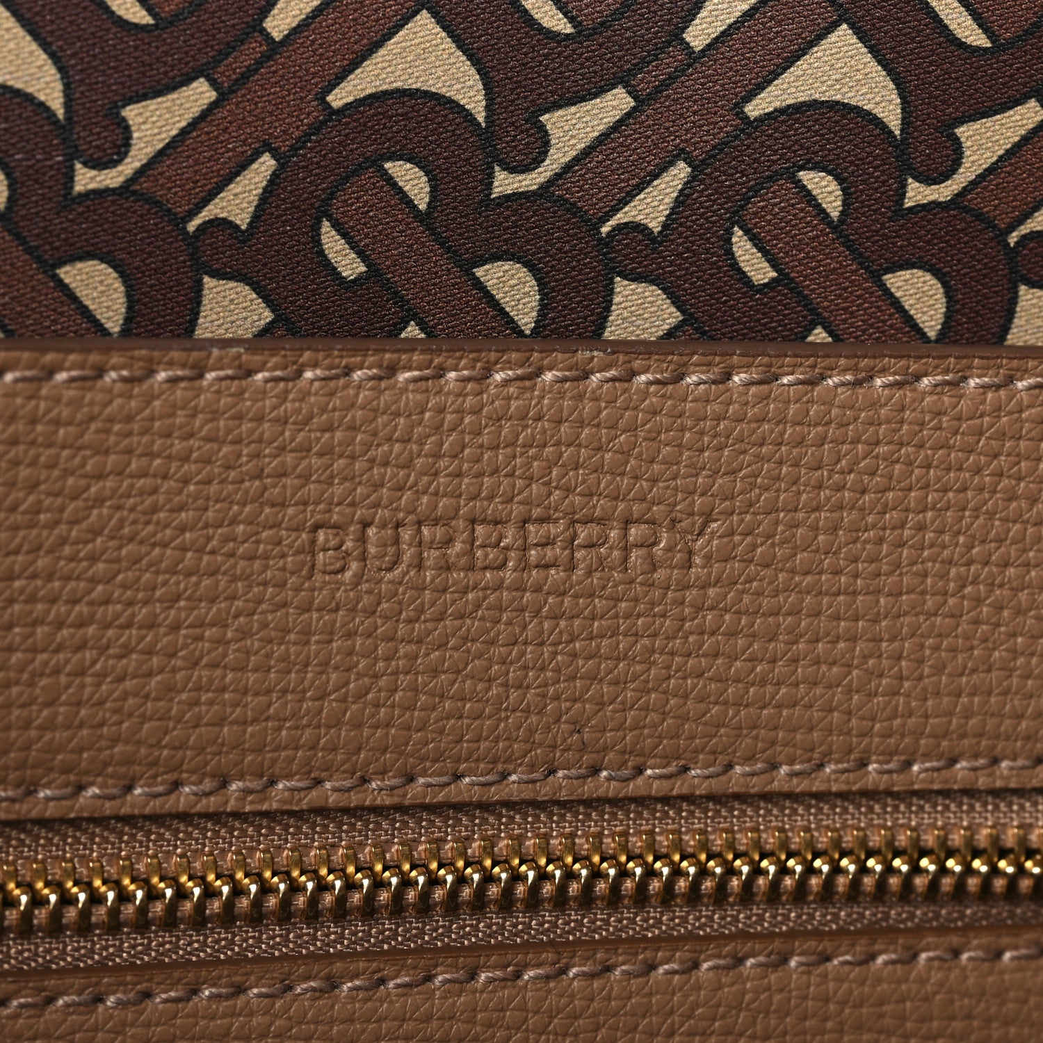 Burberry Calfskin TB Motif Embossed Medium Tote Camel 6 of 9