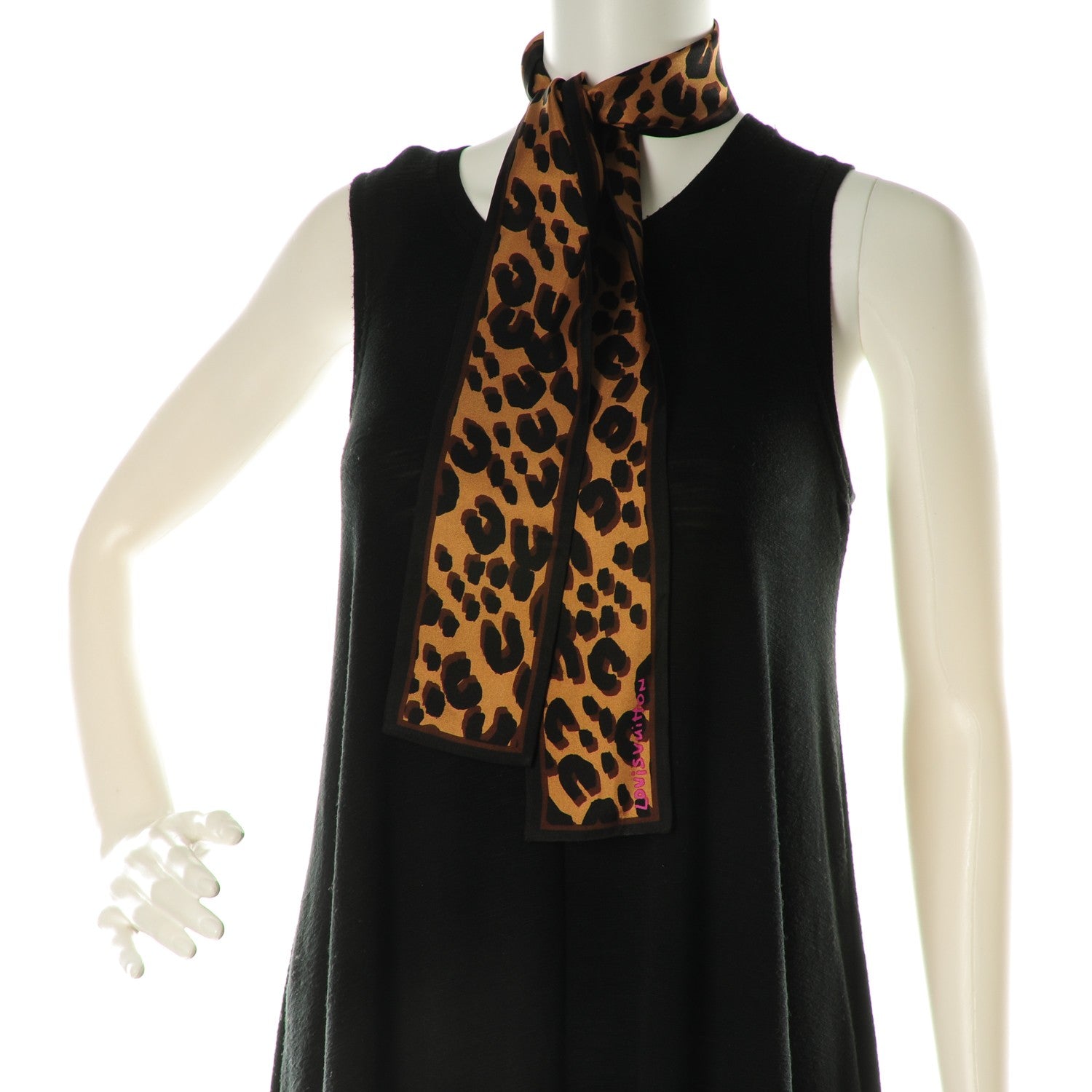 Louis Vuitton Silk Leopard Bandeau Scarf Marron 2 of 4