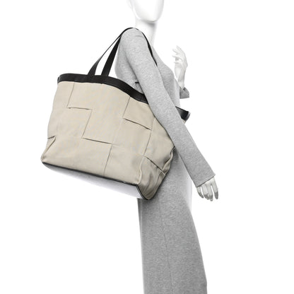 Bottega Veneta Canvas Nappa Intreccio Arco Tote Griege Fondant 2 of 11