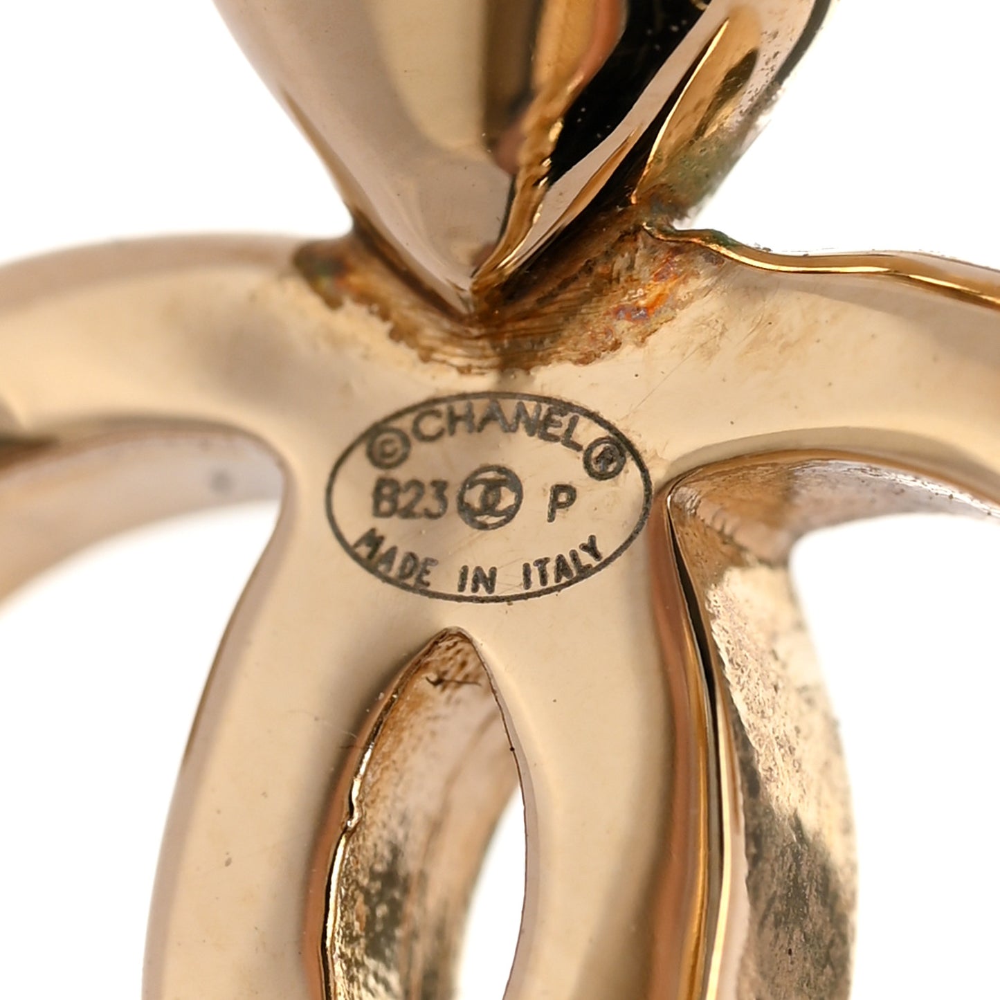 Crystal Heart CC Hoop Earrings Gold