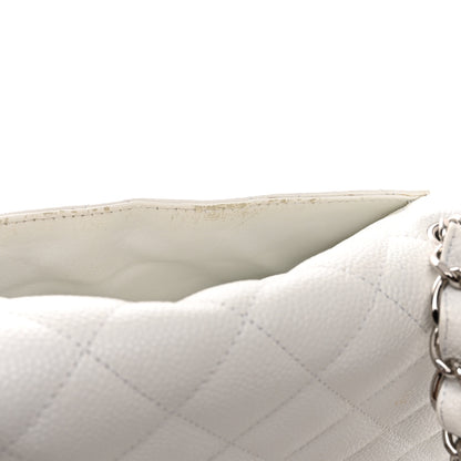 Chanel Caviar Quilted Jumbo Single Flap White 18 of 19