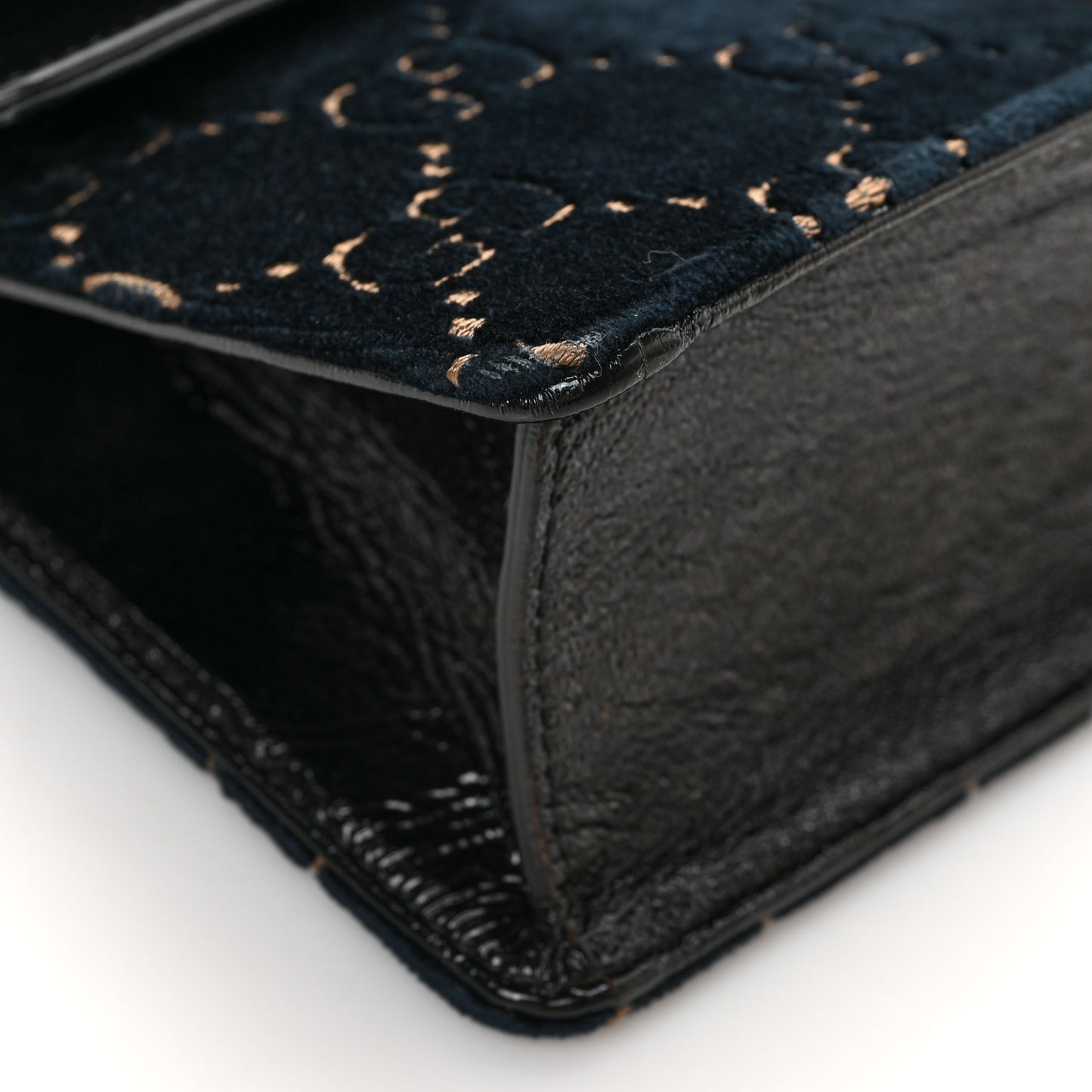 Velvet Skipper Crystal GG Monogram Small Dionysus Shoulder Bag Blue Beige Black