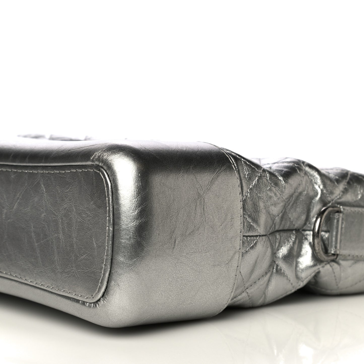 Metallic Lambskin Calfskin Quilted Medium Gabrielle Hobo Silver