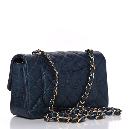 Chanel Iridescent Caviar Quilted Mini Rectangular Flap Dark Blue 2 of 4