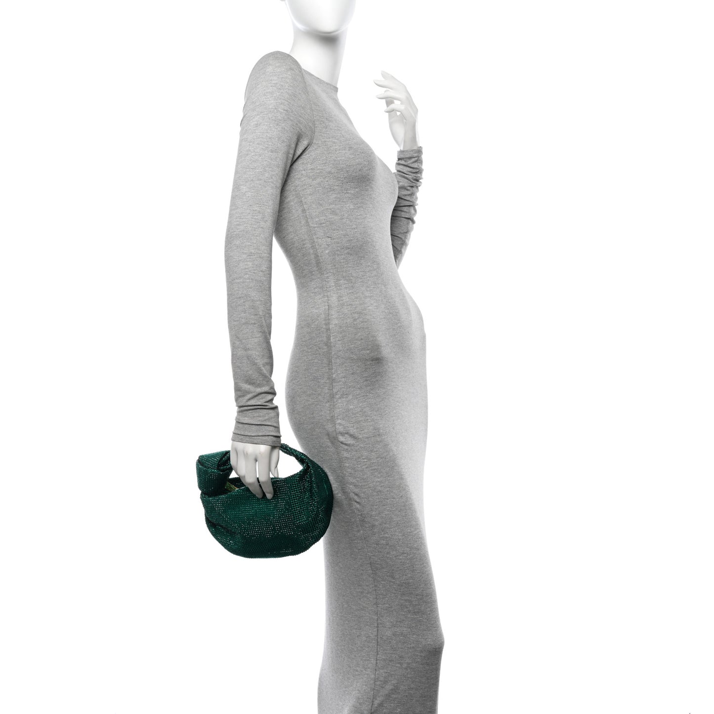 Crystal Embellished Satin Mini Hotfix Jodie Emerald