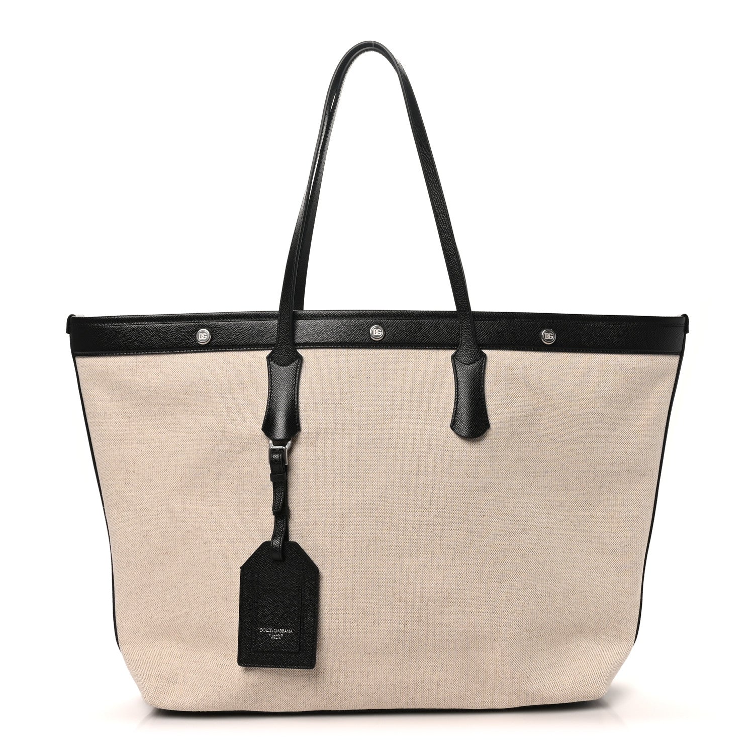 Dolce & Gabbana Salt & Pepper Canvas Alpine Calfskin Atene Shopping Bag Naturale Black 1 of 10
