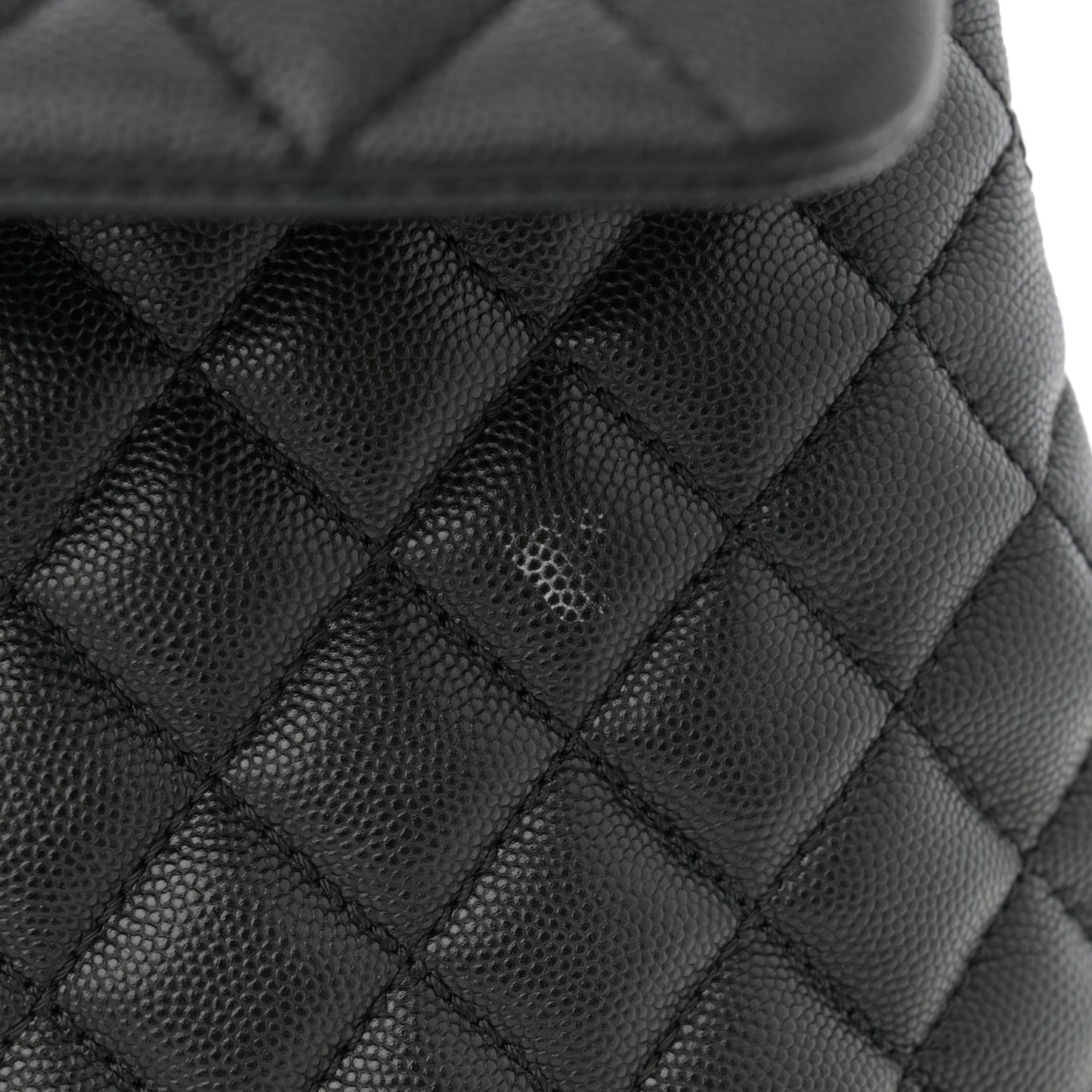 Caviar Quilted Large Coco Handle Flap  Black