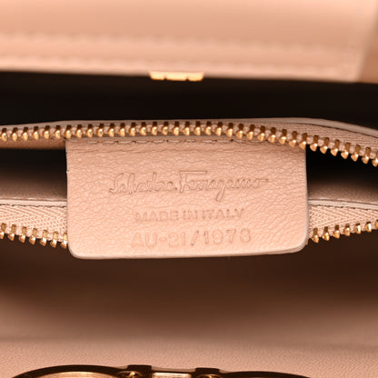 Salvatore Ferragamo Calfskin Embossed Logo Plaque Gancini Tote Beige 7 of 10