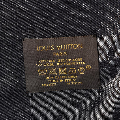 Louis Vuitton Silk Lurex Wool Monogram Shine Shawl Black 4 of 5