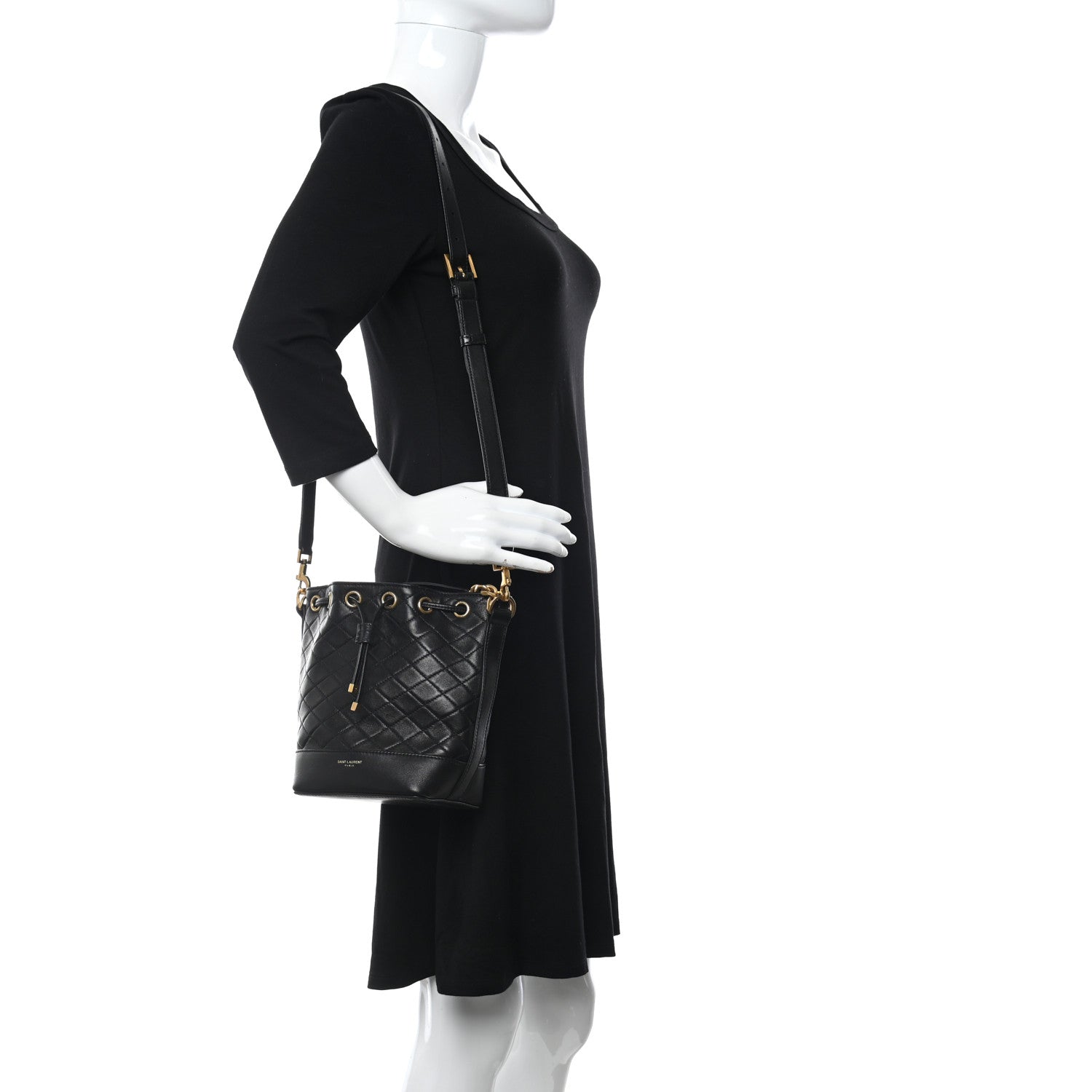 Saint Laurent Lambskin Quilted Small Emmanuelle Bucket Bag Black 2 of 9